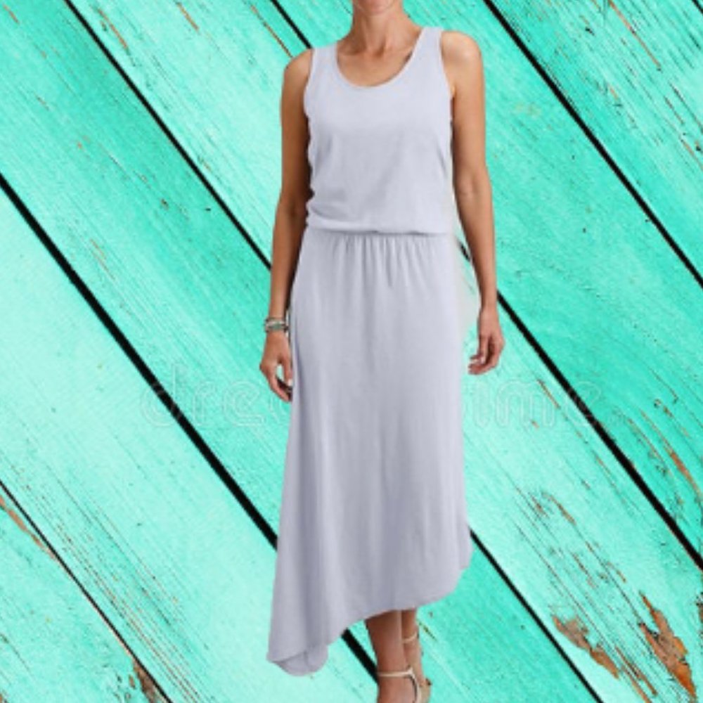 fresh produce Light Gray Sleeveless Asymmetrical Maxi Dress